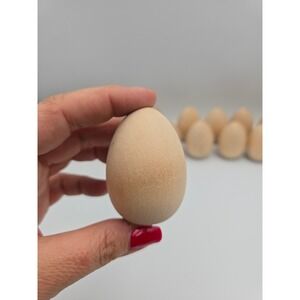 20pc Natural Unfinished Wooden Eggs 2.5 Inch Flat Bottom DIY Craft Easter Decor